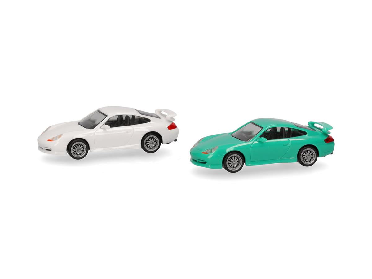Herpa Minikit (2) Porsche 911 GT3 Grand Prix White/Light Green HA014083 HO Gauge