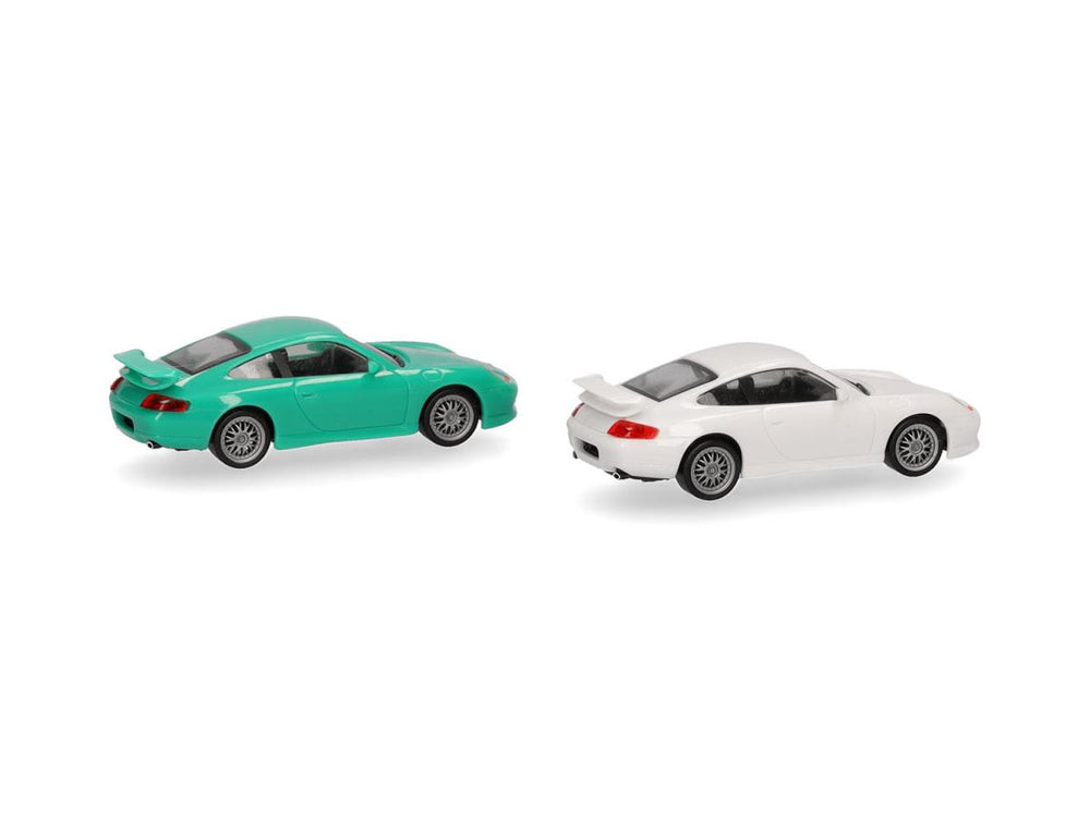 Herpa Minikit (2) Porsche 911 GT3 Grand Prix White/Light Green HA014083 HO Gauge