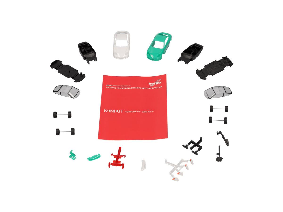 Herpa Minikit (2) Porsche 911 GT3 Grand Prix White/Light Green HA014083 HO Gauge