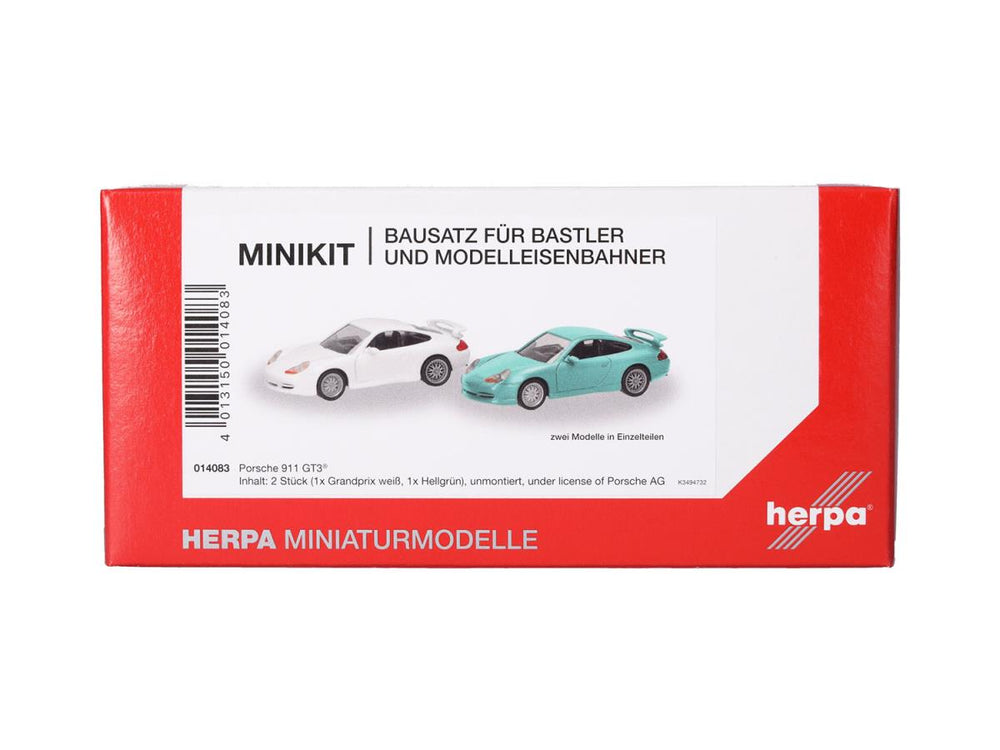 Herpa Minikit (2) Porsche 911 GT3 Grand Prix White/Light Green HA014083 HO Gauge