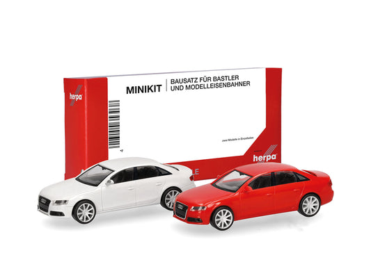 Herpa Minikit Audi A4 Limousine (2) White & Red HA014144 HO Gauge