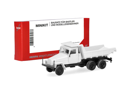 Herpa Minikit IFA G5 3 Axle Dumper Tipper Truck White HA014175 HO Gauge
