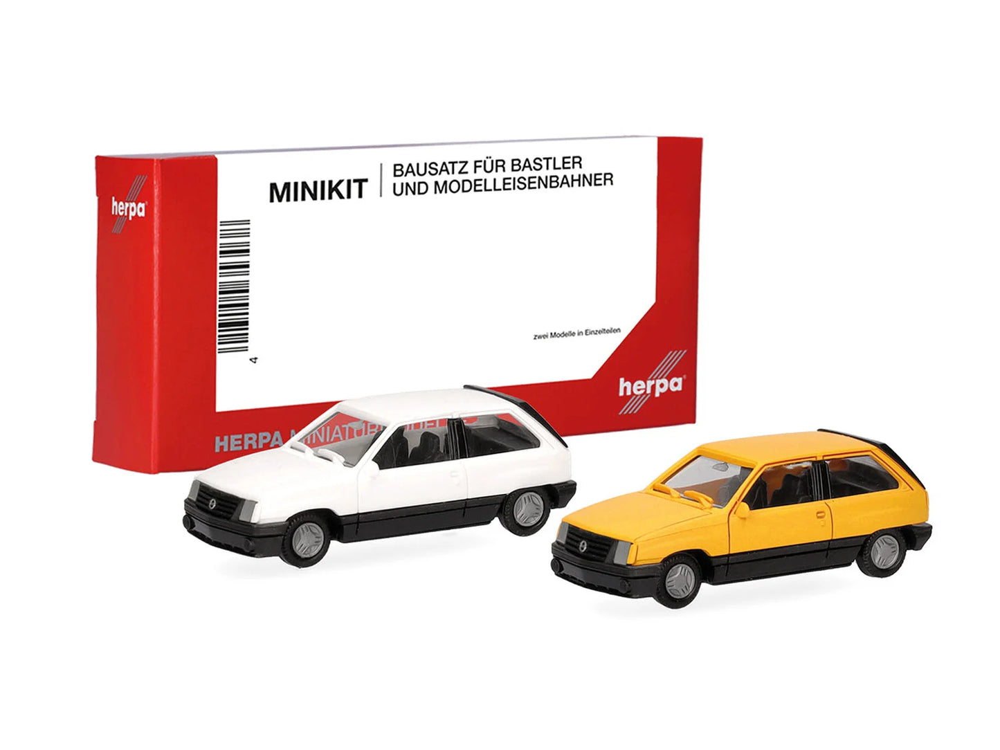 Herpa Minikit Opel Corsa A SR (2) White & Yellow HA014298 HO Gauge