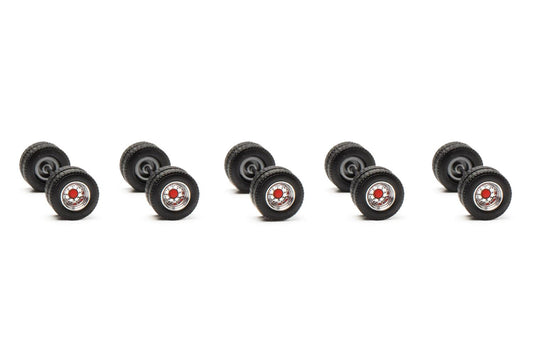 Herpa Wheelsets for Swedish Box Truck Chrome/Red (10) HO Gauge 54454