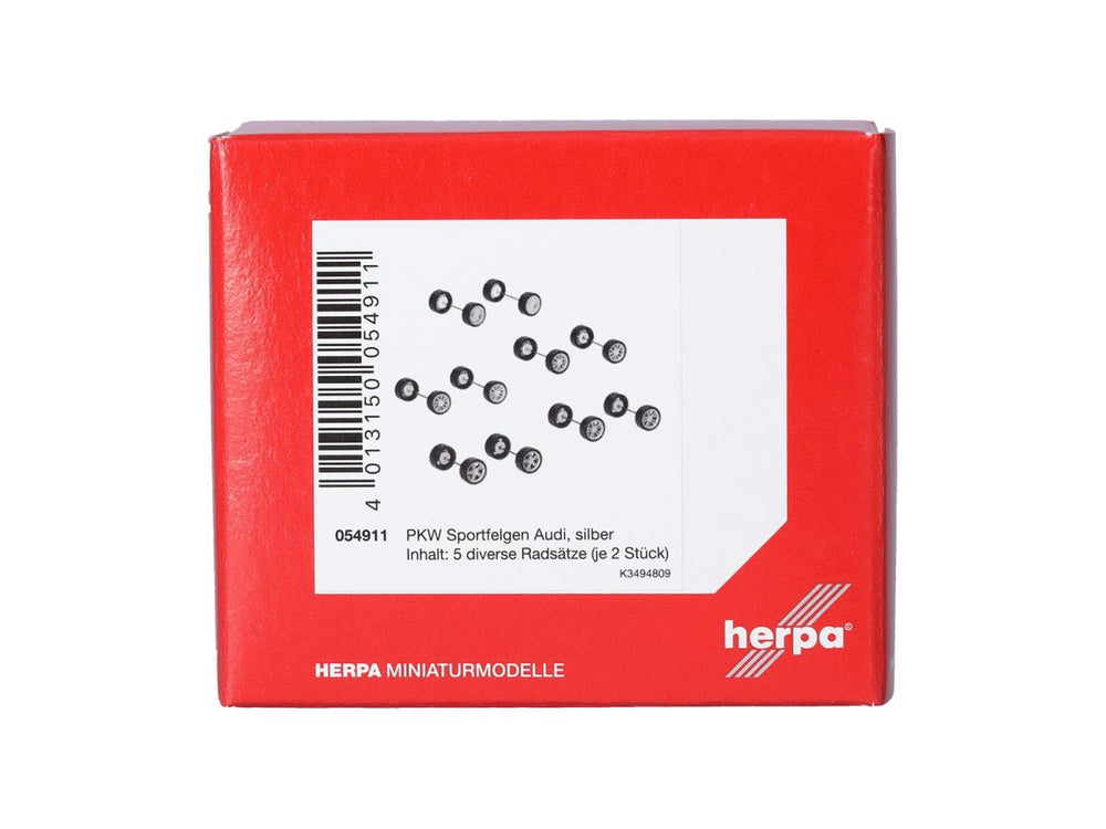 Herpa Audi Sports Wheels Set (10 Axles) HA054911 HO Gauge