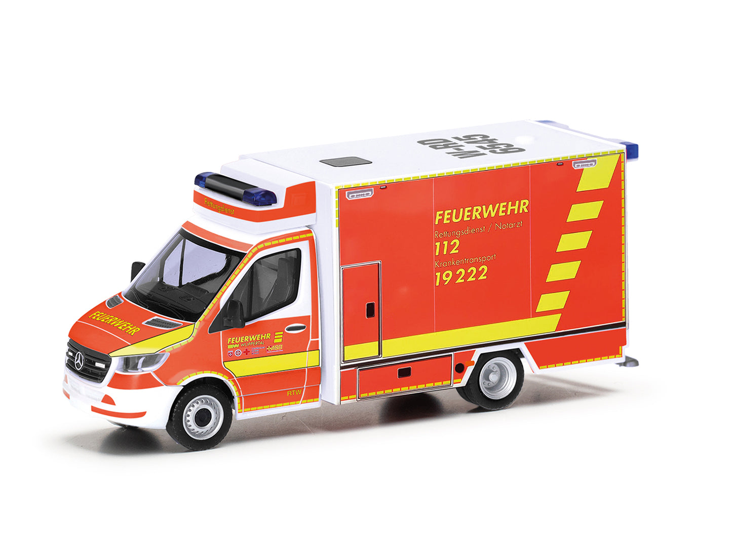 Herpa MB Sprinter 18 Box Van Feuerwehr Wuppertal HA097987 HO Gauge