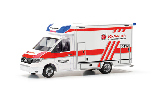 Herpa 98182 MAN RGE Fahrtec RTW Ambulance Johannifer Hamburg HO Gauge