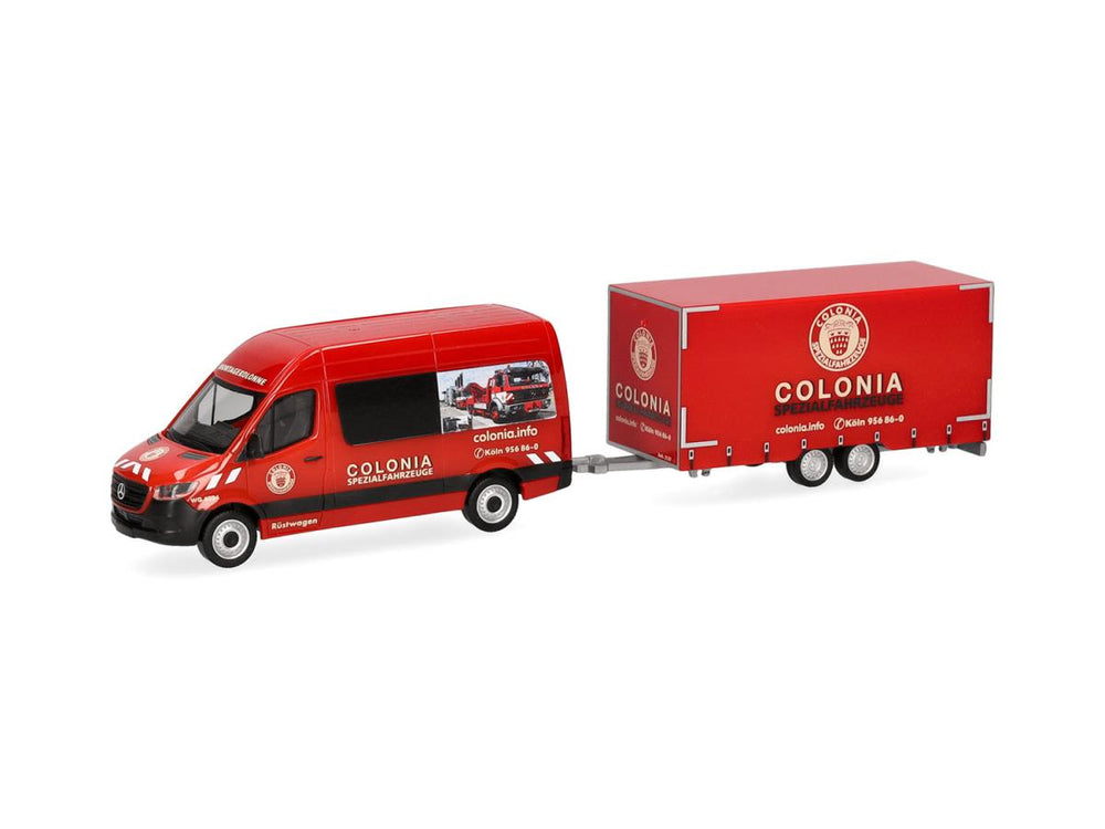 Herpa MB Sprinter 18 High Roof Half Bus with Trailer Colonia HA098618 HO Gauge
