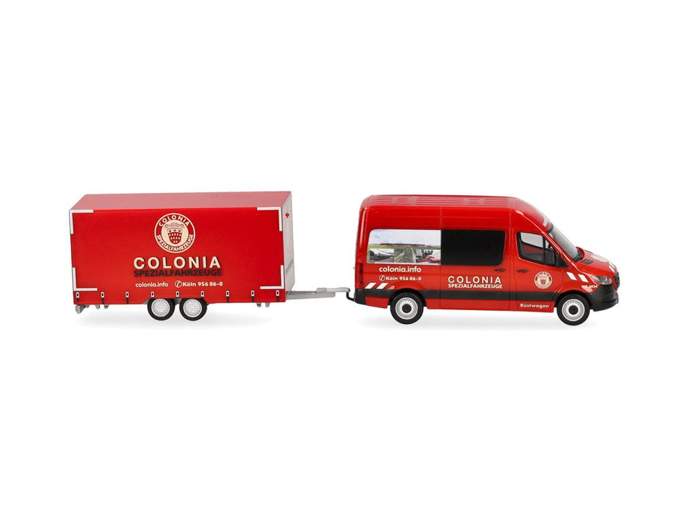 Herpa MB Sprinter 18 High Roof Half Bus with Trailer Colonia HA098618 HO Gauge