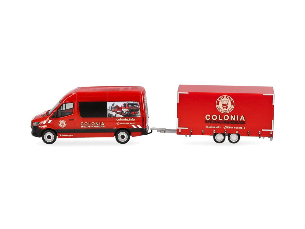 Herpa MB Sprinter 18 High Roof Half Bus with Trailer Colonia HA098618 HO Gauge