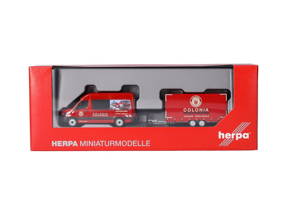 Herpa MB Sprinter 18 High Roof Half Bus with Trailer Colonia HA098618 HO Gauge