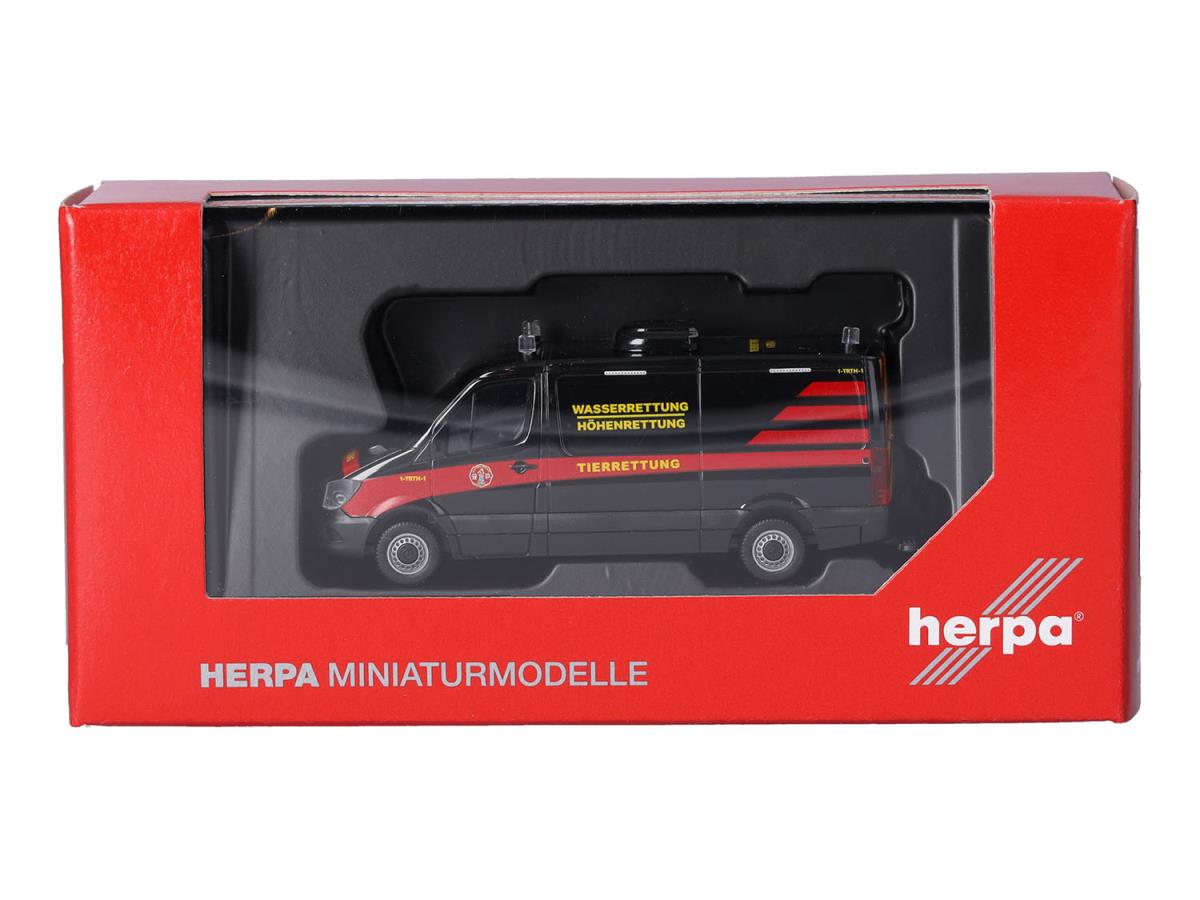 Herpa MB Sprinter 13 Flat Roof Van Tierrettung Essen e.V. HA098717 HO Gauge