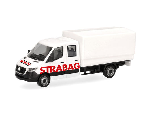 Herpa MB Sprinter '18 Double Cabin Tarpaulin Strabag HA098991 HO Gauge