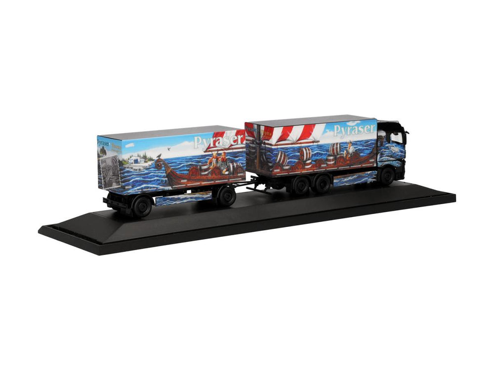 Herpa MAN TGX GM Beverage Box Semitrailer Pyraser III/Rudi Thoma 122337 HO Gauge