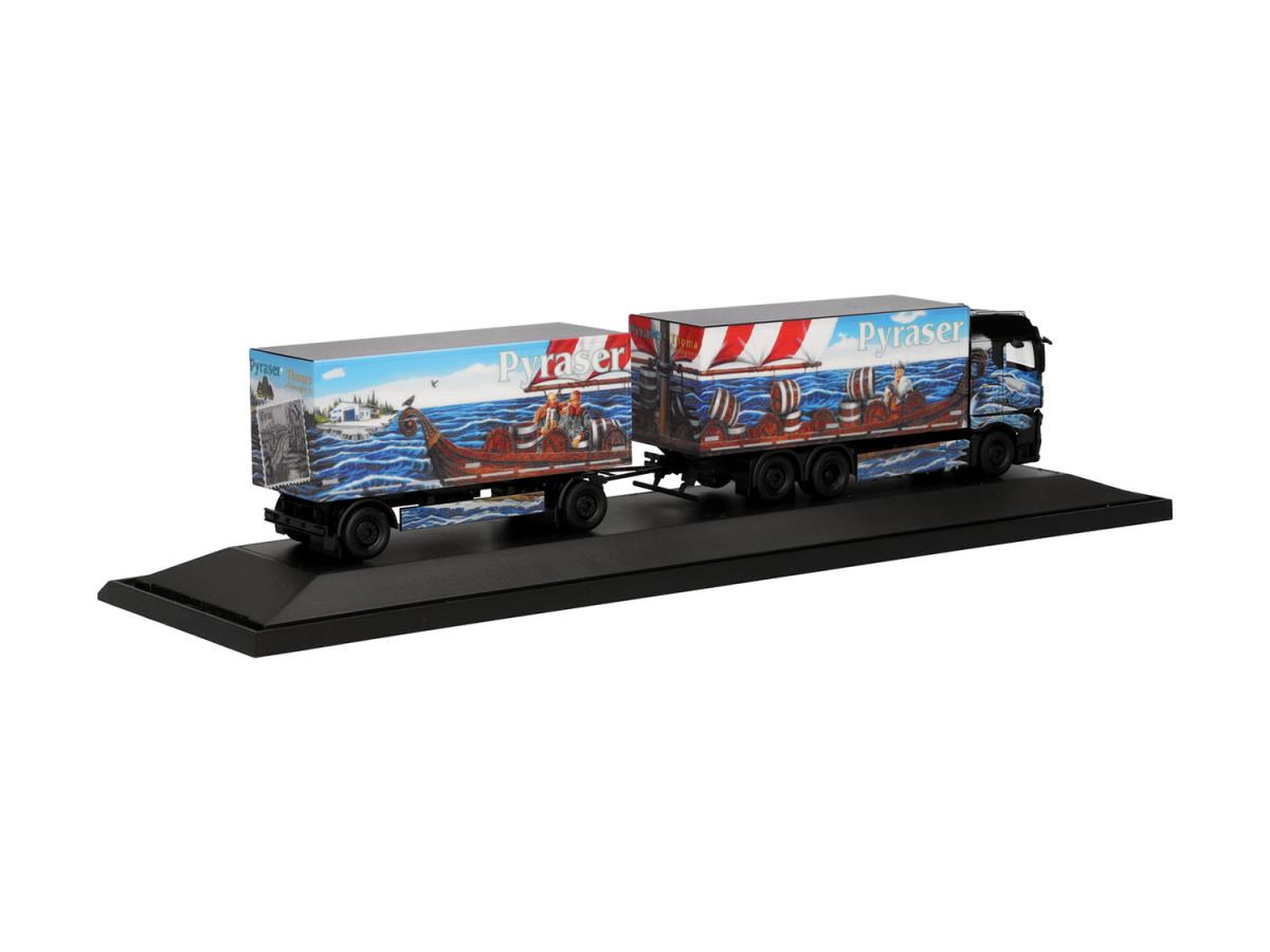 Herpa MAN TGX GM Beverage Box Semitrailer Pyraser III/Rudi Thoma 122337 HO Gauge