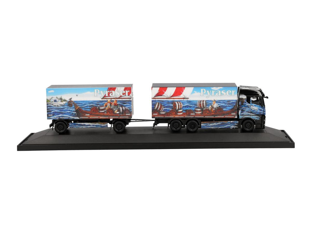Herpa MAN TGX GM Beverage Box Semitrailer Pyraser III/Rudi Thoma 122337 HO Gauge