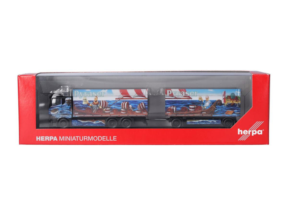 Herpa MAN TGX GM Beverage Box Semitrailer Pyraser III/Rudi Thoma 122337 HO Gauge