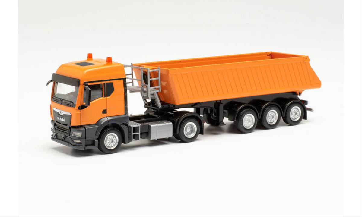 Herpa 314589 MAN TGS TM Schmitz Tipper Truck Municipal Orange HO