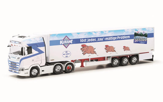 Herpa Scania CS20 HD Refrigerated Box Semitrailer Kurant Fleisch HO HA317474