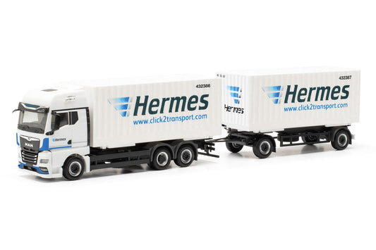 Herpa MAN TGX GX Interchangeable Box Trailer Hermes HO Gauge 317658