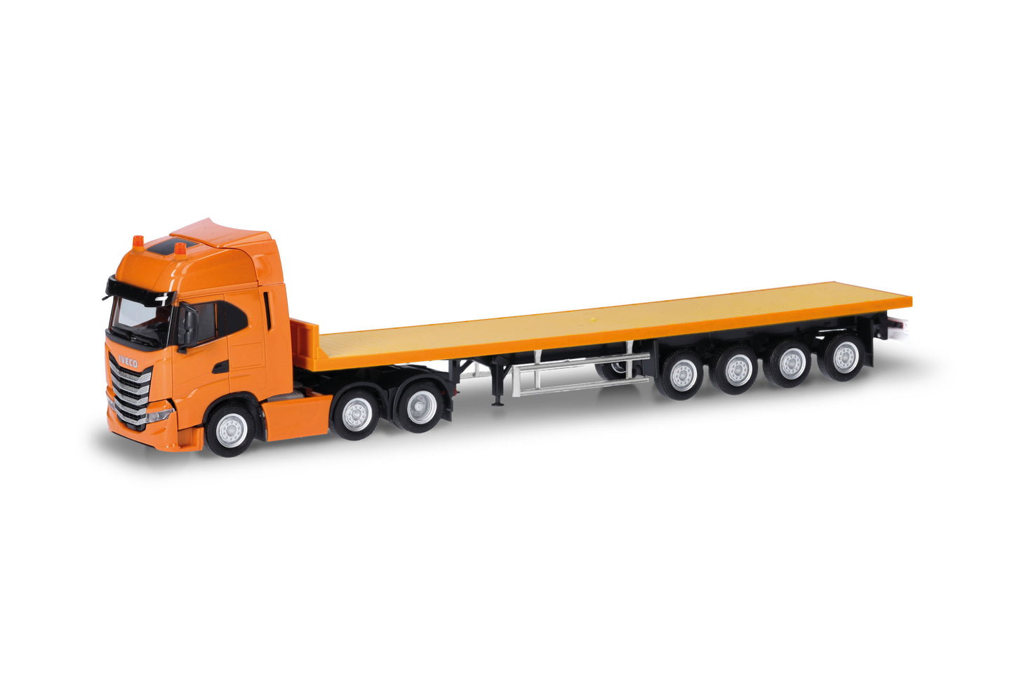 Herpa 318259 Iveco S-Way 6x2 Flatbed Semitrailer Truck Municipal Orange HO Gauge