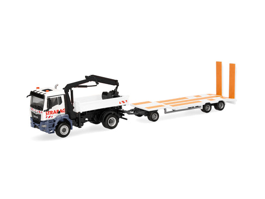 Herpa MAN TGS NN 3 Way Dumper w/Loading Crane & Trailer Strabag 318730 HO Gauge
