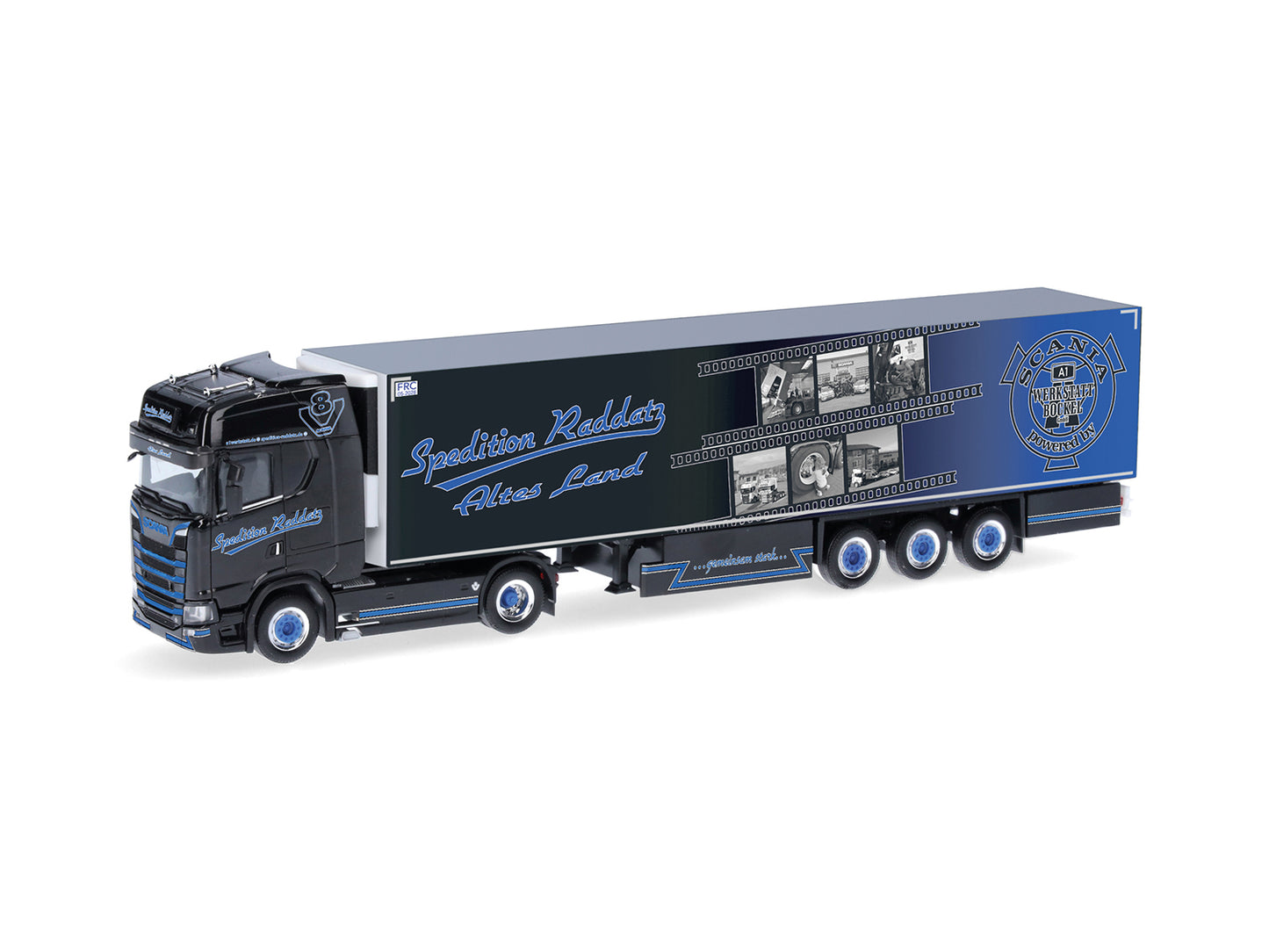 Herpa Scania CS20 HD Refrigerated Box Semitrailer Spdtn Raddatz 318792 HO Gauge