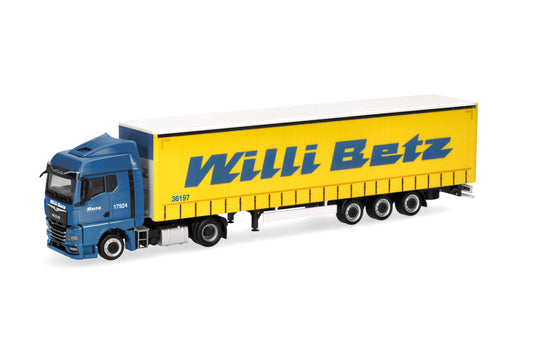 Herpa MAN TGX GM Lowliner Curtain Canvas Semitrailer Willi Betz 318808 HO Gauge