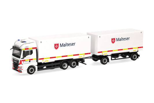 Herpa MAN TGX GX Interchangeable Box Trailer Malteser HA318945 HO Gauge