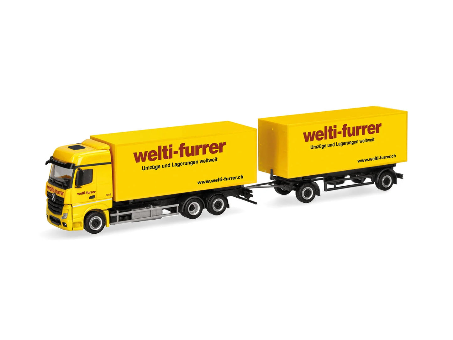 Herpa MB Actros Bigspace Box Trailer Truck Welti-Furrer HA319355 HO Gauge
