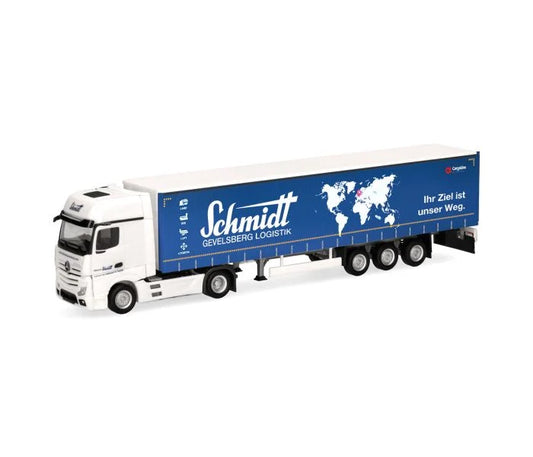 Herpa MB Actros Gigaspace Curtain Canvas Semitrailer Schmidt HA319362 HO Gauge