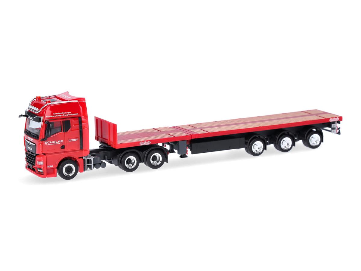 Herpa MAN TGX GX Tele Semitrailer Schlopp HA319508 HO Gauge