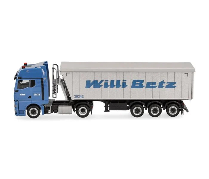 Herpa MAN TGL CC 3 Way Dump Truck Grey/Yellow HA319577 HO Gauge
