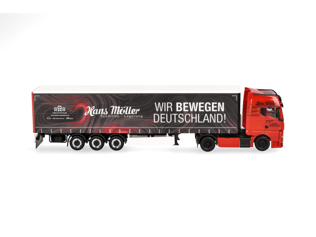 Herpa MAN TGX GX Curtain Canvas Semitrailer Hans Moller WBD HA319669 HO Gauge