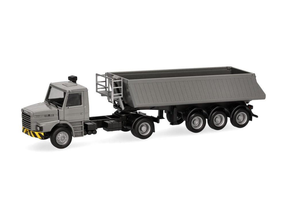Herpa Scania Hauber Dump Semitrailer Grey/Yellow HA319713 HO Gauge