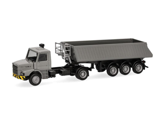Herpa Scania Hauber Dump Semitrailer Grey/Yellow HA319713 HO Gauge