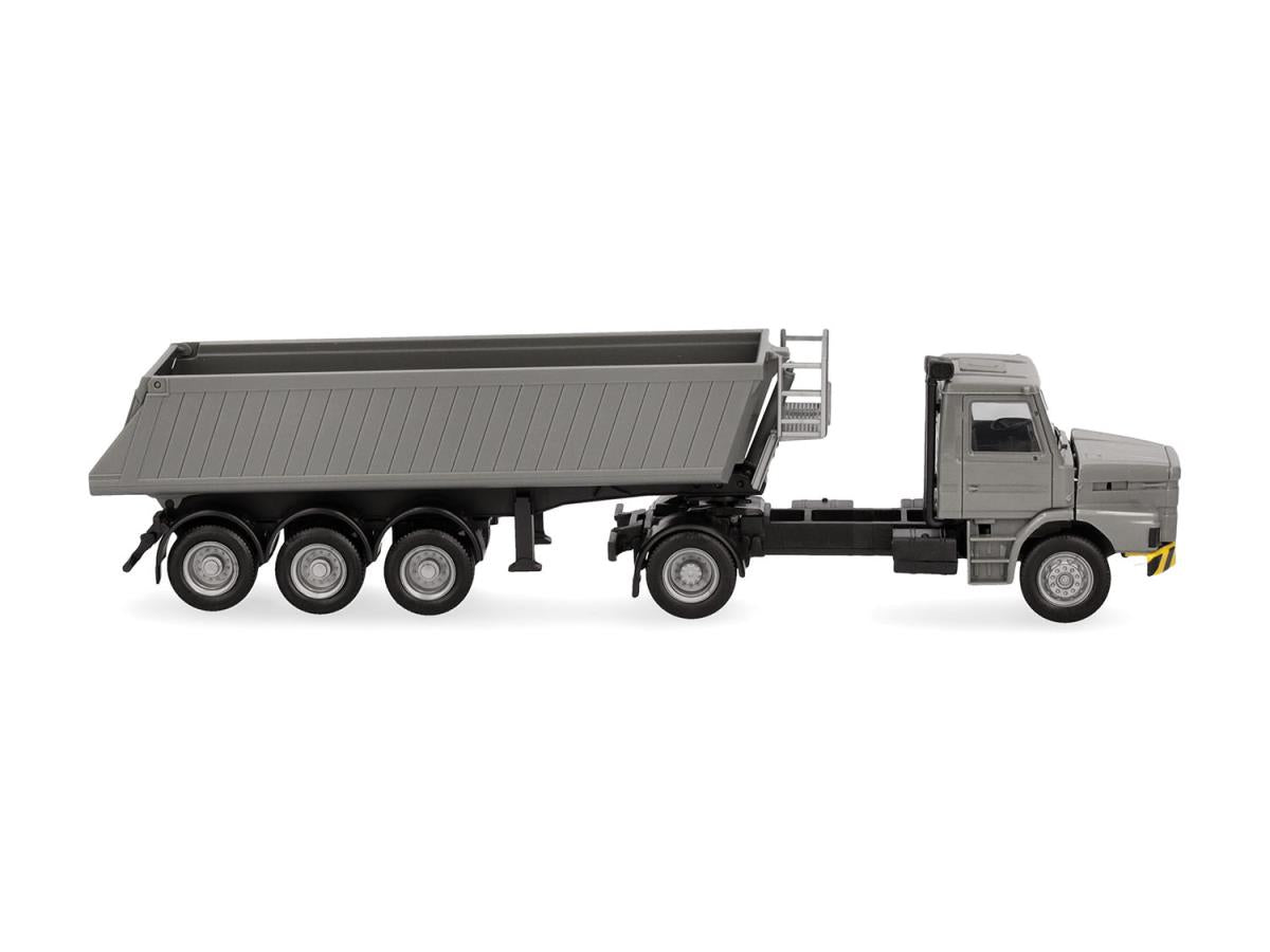 Herpa Scania Hauber Dump Semitrailer Grey/Yellow HA319713 HO Gauge