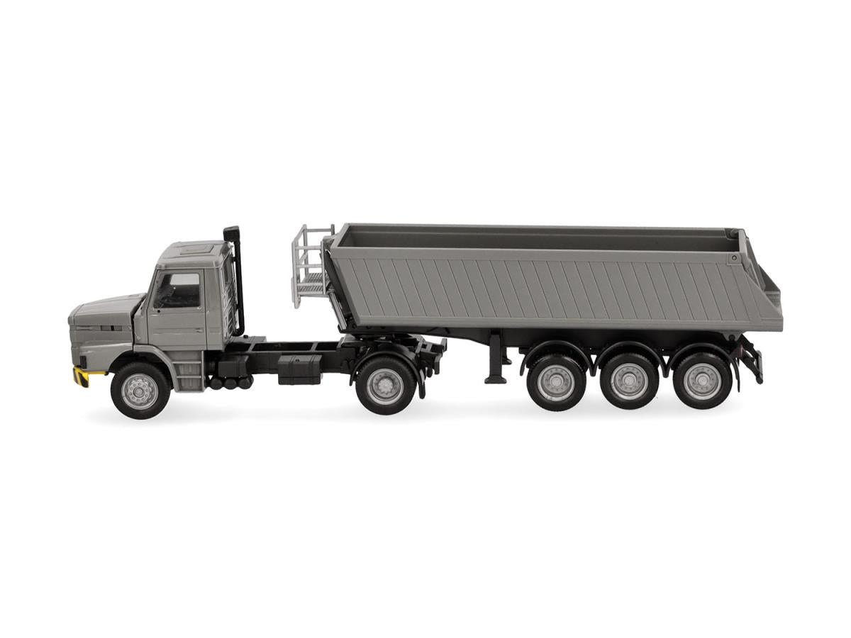Herpa Scania Hauber Dump Semitrailer Grey/Yellow HA319713 HO Gauge