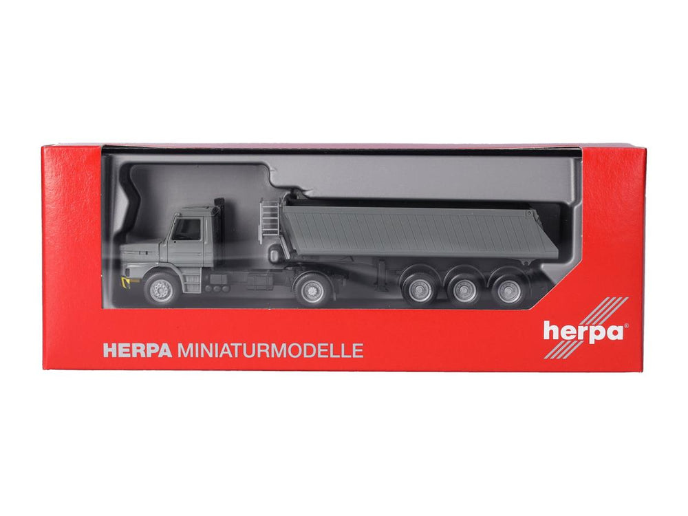 Herpa Scania Hauber Dump Semitrailer Grey/Yellow HA319713 HO Gauge
