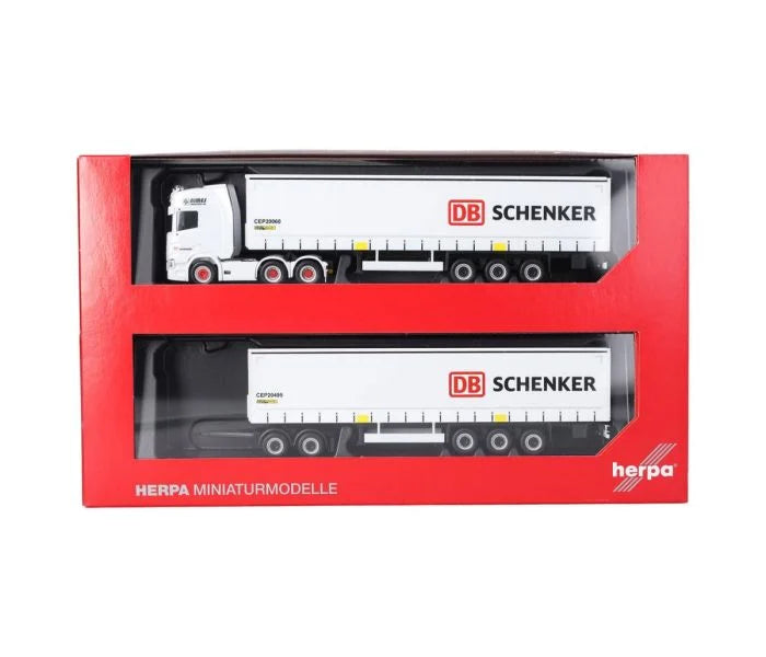 Herpa Scania CR 20 HD Curtain Canvas Dbl Trailer DB Schenker HA319720 HO Gauge