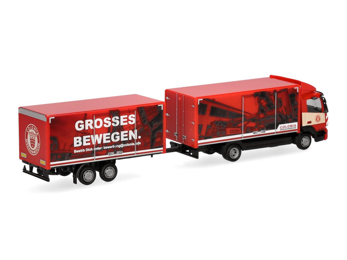 Herpa MB Atego 13 Box Trailer Colonia HA319744 HO Gauge