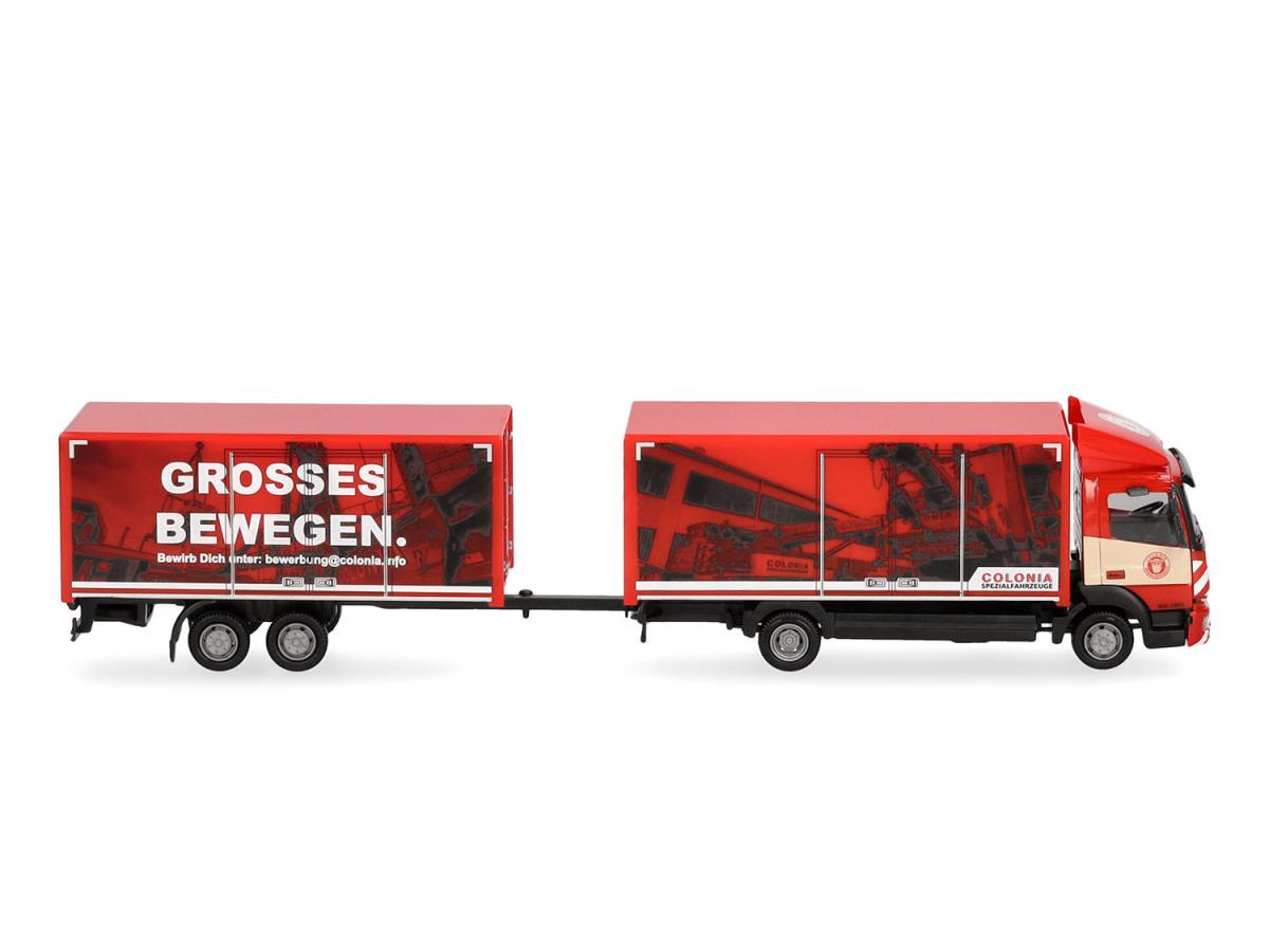 Herpa MB Atego 13 Box Trailer Colonia HA319744 HO Gauge