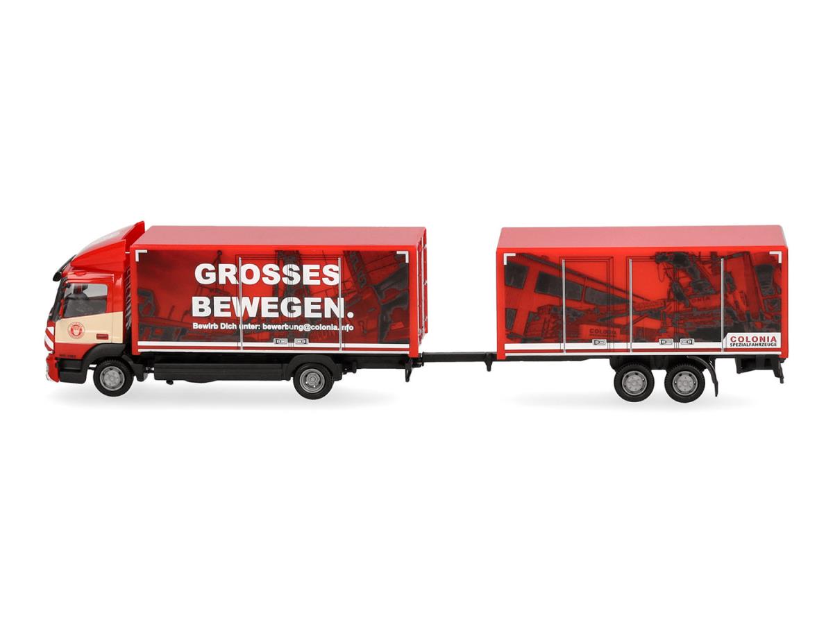 Herpa MB Atego 13 Box Trailer Colonia HA319744 HO Gauge