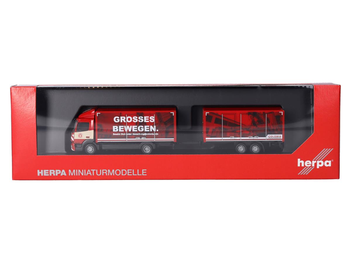 Herpa MB Atego 13 Box Trailer Colonia HA319744 HO Gauge