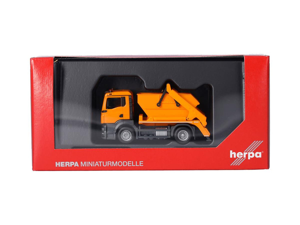 Herpa MAN TGS NN AK12 Skip Loader Municipal Orange HA319768 HO Gauge