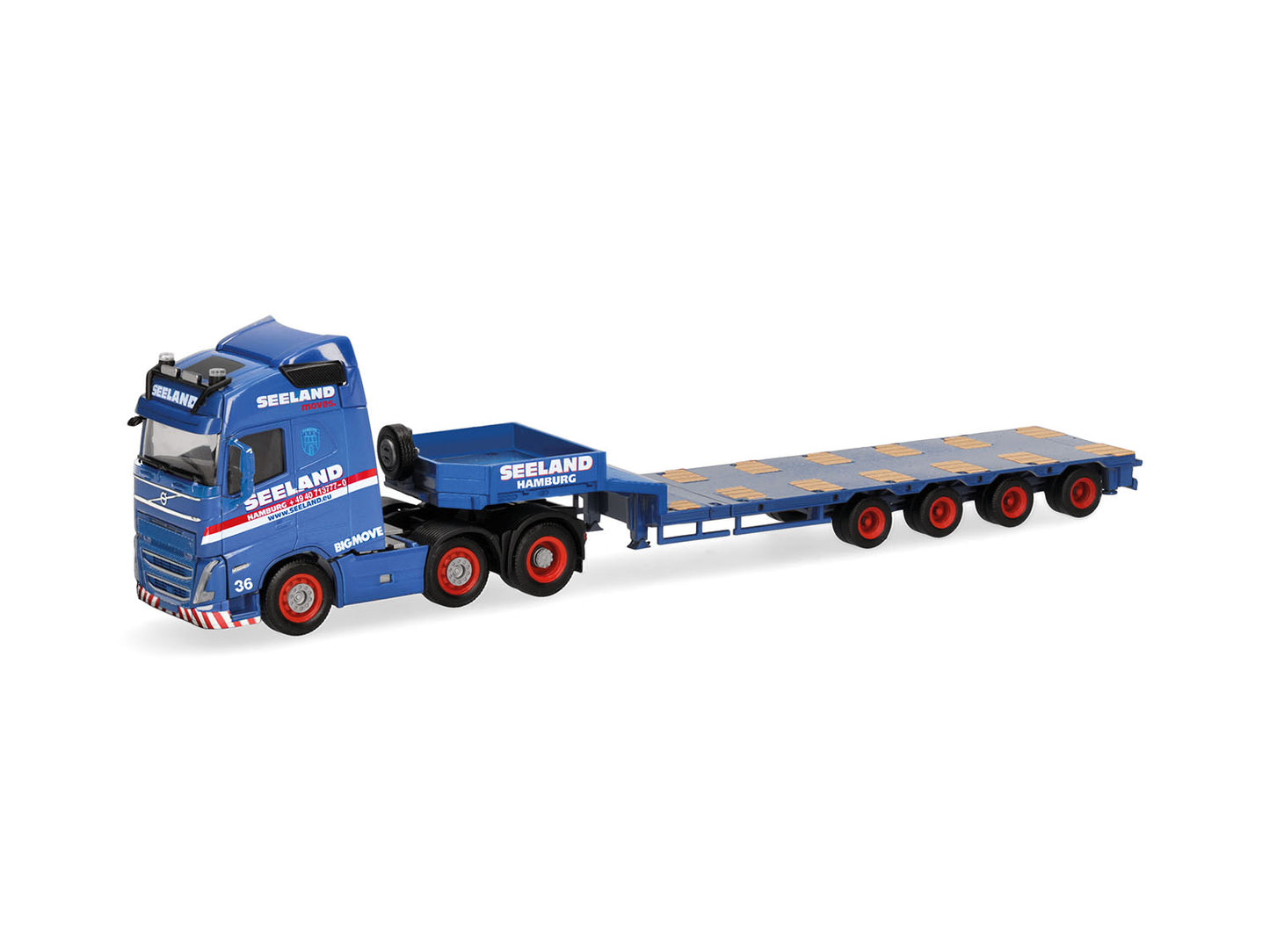 Herpa Volvo FH GL 2020 6x2 Semi Lowboy Semitrailer Seeland HA319805 HO Gauge