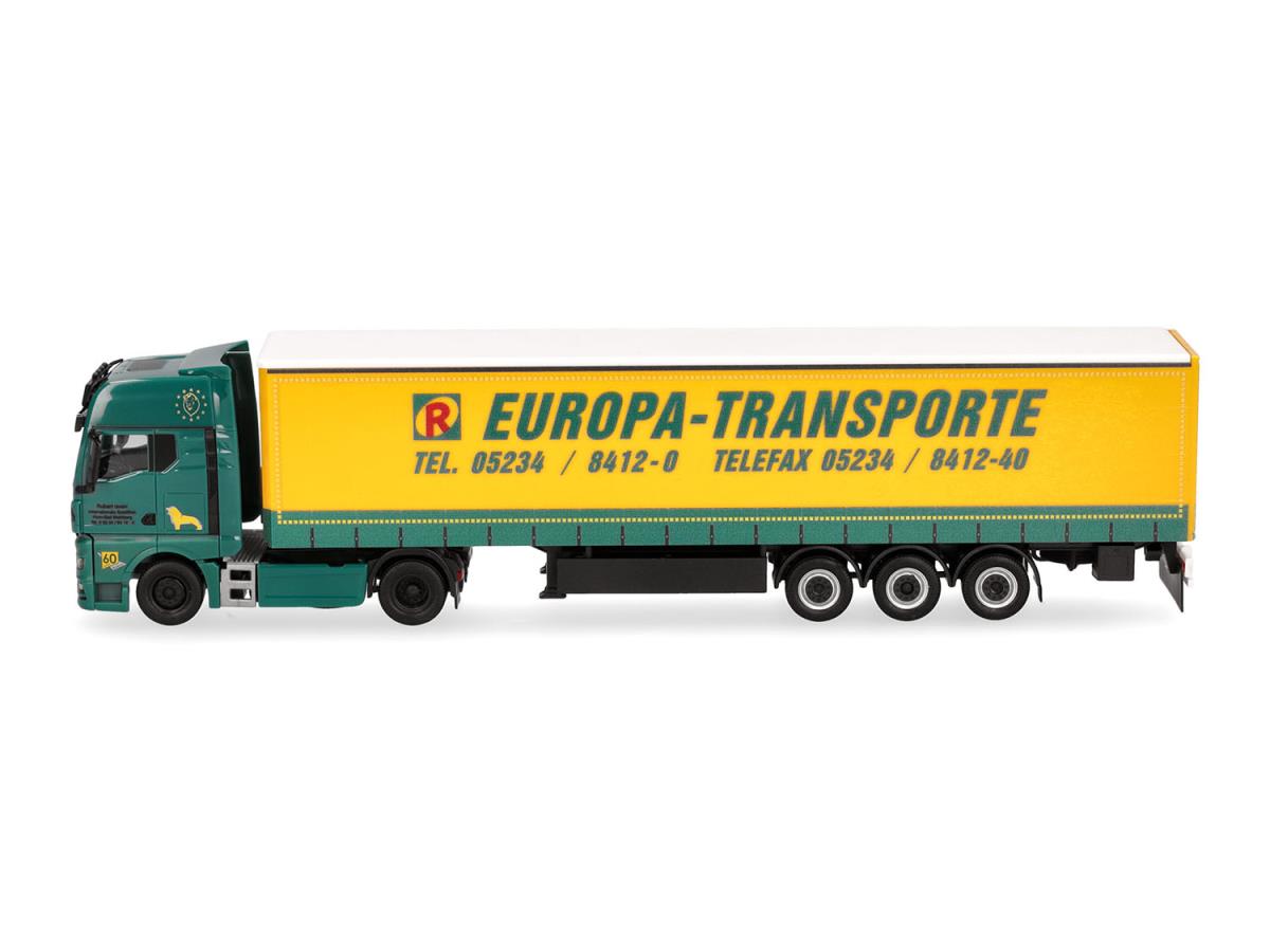 Herpa MAN TGX GX Curtain Canvas Semitraier Rubart Europa HA319874 HO Gauge