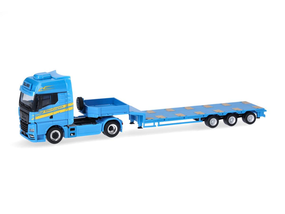 Herpa MAN TGX GX Semi Lowboy Semitrailer Zillner HA320047 HO Gauge