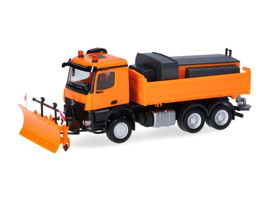 Herpa MB Arocs 18 M 3 Axle 3 Way Winter Weather Vehicle Orange HA320061 HO Gauge
