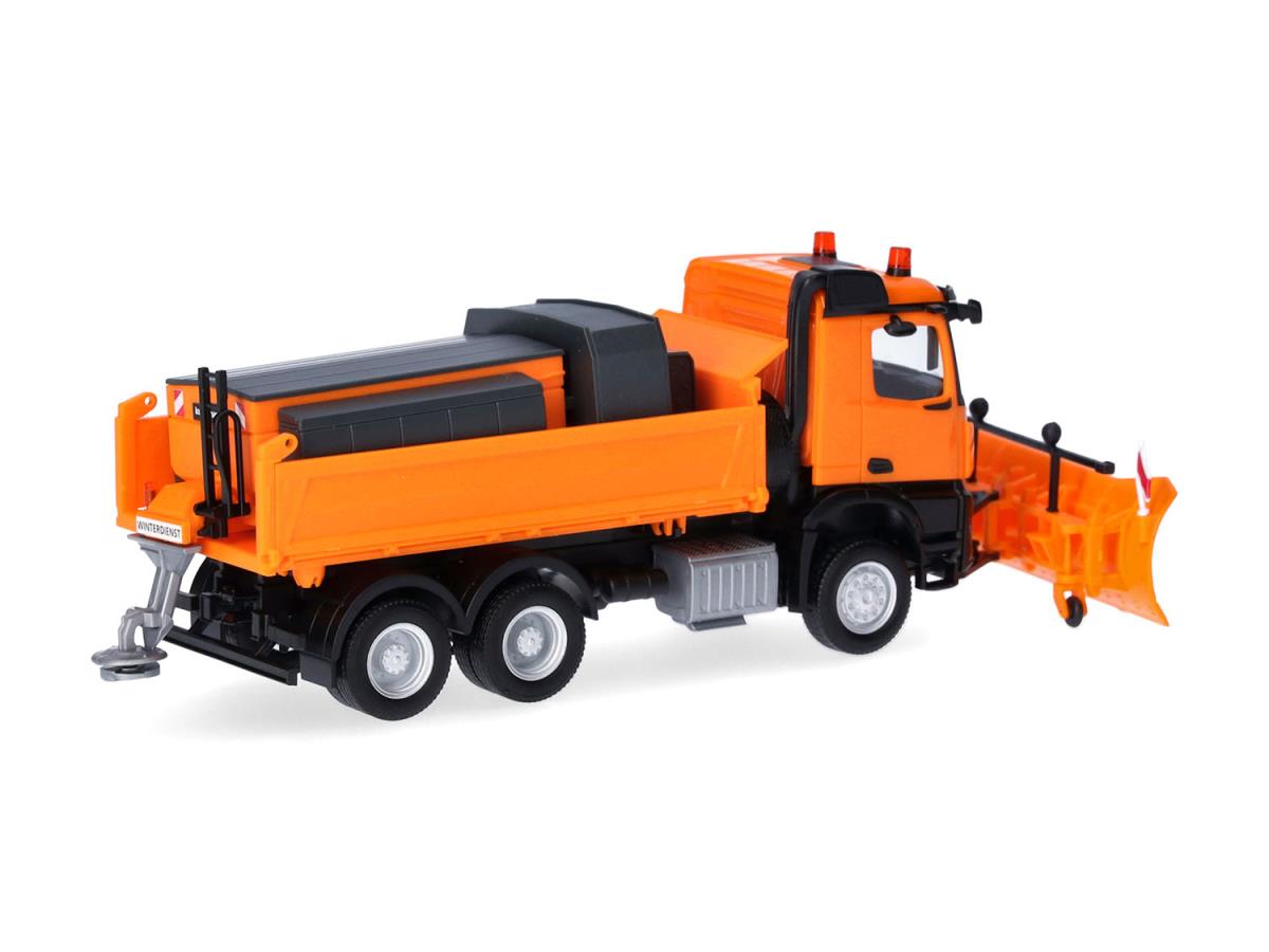 Herpa MB Arocs 18 M 3 Axle 3 Way Winter Weather Vehicle Orange HA320061 HO Gauge